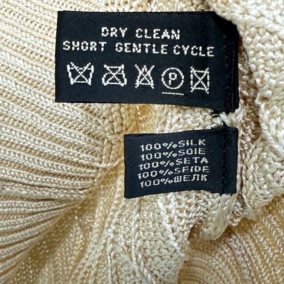 Ralph Lauren Black Label Womens Gold Metallic Silk Cable Knit V Neck Sweater Sm - Picture 4 of 6